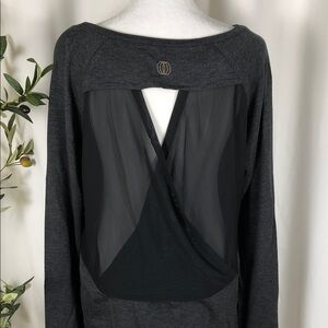 Marika Balance Collection Charcoal Cutout Pullover Sheer Mesh Detail (T5)
